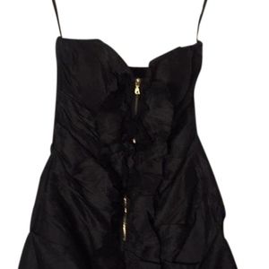 Phoebe Couture Ruched Zip Front Ruffle Mini Dress